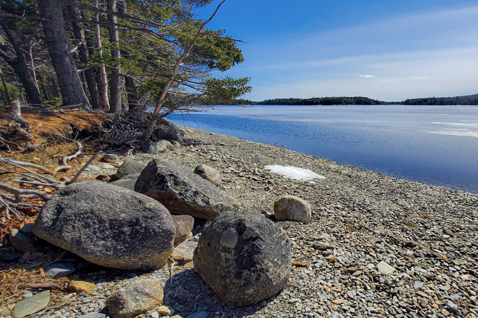 Kejimkujik National park, with some snow on a beach