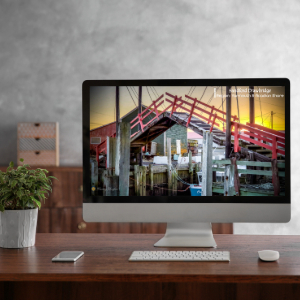 Wallpaper of Sandford Drawbridge displayed on a desktop monitor
